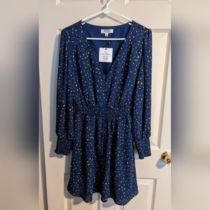 BB Dakota/Steve Madden navy/mustard/black leopard dress. SzM. NWT.